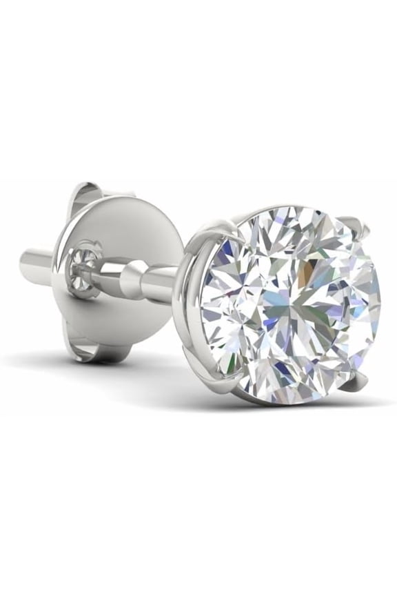 Round Cut Lab Created Diamond Mens Solitaire Single Stud Earring 0.10 Ct. 925 Silver Valentines Day Gift for Him