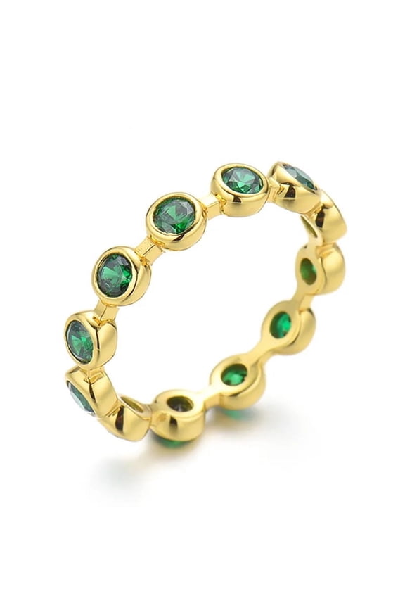 Round-Cut Lab-Created Emerald Bezel-Set Full Eternity Band Ring for Women in 925 Sterling Silver – Elegant Wedding Jewelry