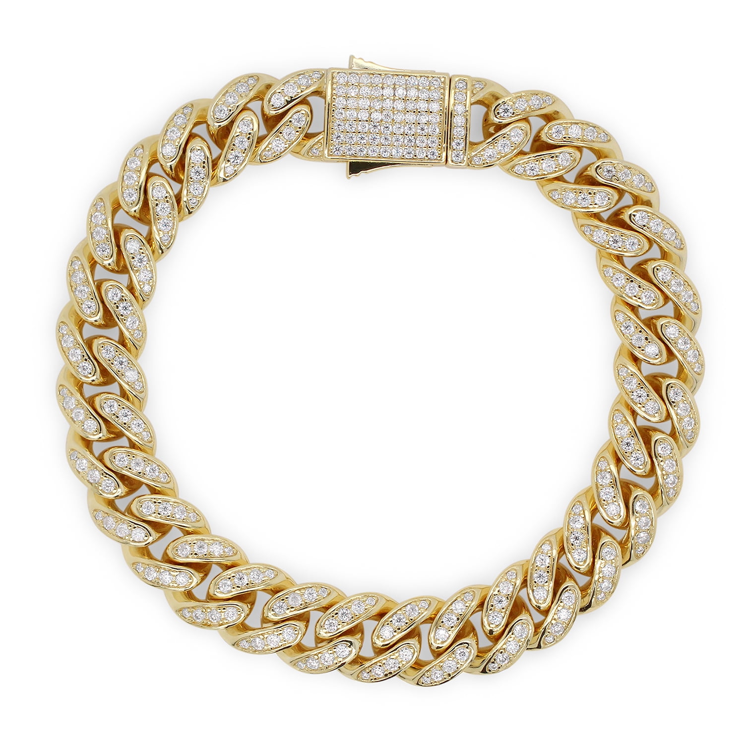AFFY Moissanite Diamond 10MM Width Cuban Chain Bracelet in 14K