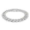 thumbnail image 1 of Round Cut Lab Created Moissanite Diamond 14MM Width Cuban Chain Bracelet In 14k White Gold Over Sterling Silver Jewelry For Men (G-H Color, VVS1 Clarity, 10.00 Ct) 8.5" Long, 1 of 5