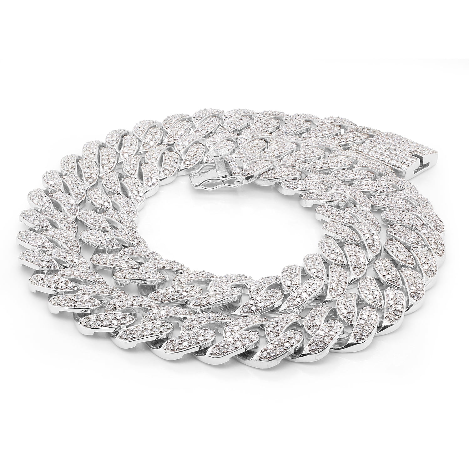 Two-Row Diamond Cuban Chain Link Bracelet