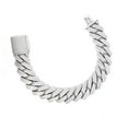 thumbnail image 1 of Round Cut Lab Created Moissanite Diamond 18MM Width Cuban Chain Bracelet In 14K White Gold Over Sterling Silver Jewelry For Men (G-H Color, VVS Clarity, 14.40 Ct), 1 of 4