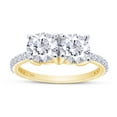 thumbnail image 1 of Round Cut Lab Created Moissanite Diamond 2-Stone Engagement Wedding Ring For Women In 14K Yellow Gold Plated 925 Sterling Silver(G-H/VVS1,1.85 Cttw)-8.5, 1 of 8