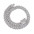 thumbnail image 1 of Round Cut Lab Created Moissanite Diamond 6MM Width Cuban Chain Bracelet For Men In 14k White Gold Over 925 Sterling Silver(G-H Color,VVS1 Clarity,3.00 Ct), 1 of 7