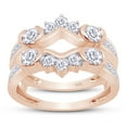 thumbnail image 1 of AFFY 1CT Moissanite Diamond Anniversary Solitaire Enhancer Guard Ring 14K Rose Gold over Silver-8.5, 1 of 8