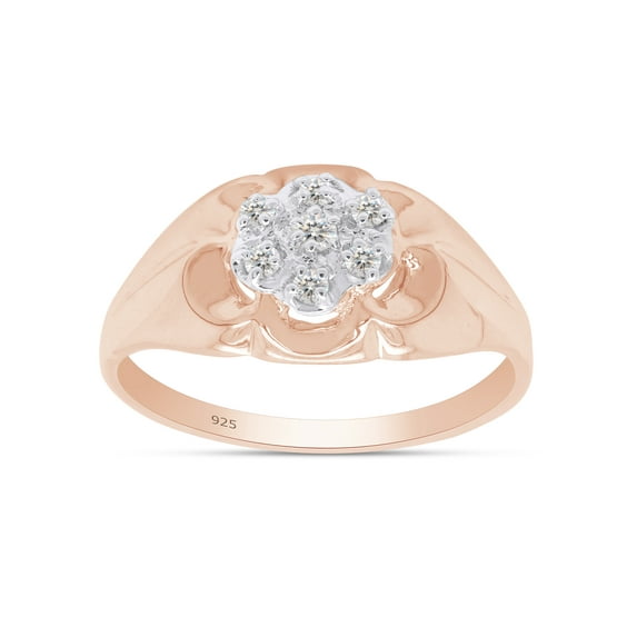Round Cut Lab Created Moissanite Diamond Cluster Engagement Ring For Men In 14K Rose Gold Over Sterling Silver(G-H Color,VVS1 Clarity,0.16 Cttw)-12