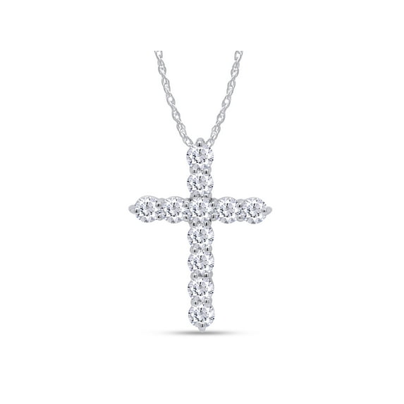 AFFY 3.50CT Moissanite Diamond Cross Pendant Necklace for Women Men 14K White Gold over Sterling Silver