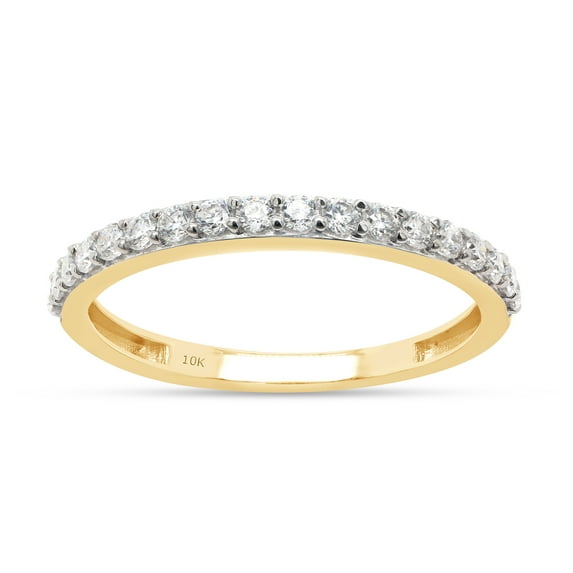 Round Cut Lab Created Moissanite Diamond Half Eternity Engagement Anniversary Wedding Band Ring In 10K Yellow Gold(G-H Color,VVS1 Clarity,0.40 Cttw)-4