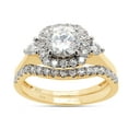 thumbnail image 1 of Round Cut Lab Created Moissanite Diamond Halo Engagement Wedding Bridal Ring Set In 14K Yellow Gold Over Sterling Silver(G-H Color,VVS1 Clarity,1.50 Cttw)-6.5, 1 of 1
