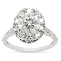 Round Cut Lab Created Moissanite Diamond Halo Engagement Wedding Ring In 14K White Gold Plated Sterling Silver(G-H Color,VVS1 Clarity,2.10 Cttw)-4