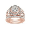 thumbnail image 1 of Round Cut Lab Created Moissanite Diamond Infinity Halo Engagement Wedding Bridal Ring Set In 14K Rose Gold Over Sterling Silver(G-H Color,VVS1 Clarity,1 Cttw)-7.5, 1 of 8