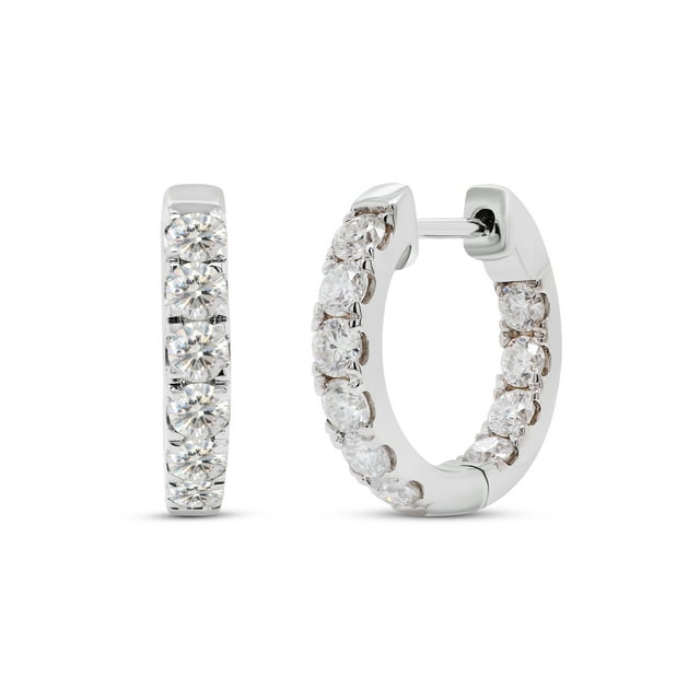 Round Cut Lab Created Moissanite Diamond Inside Outside Hoop Earrings