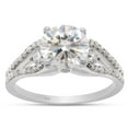 thumbnail image 1 of Round Cut Lab Created Moissanite Diamond Split Shank Engagement Ring In 14K White Gold Plated Sterling Silver(G-H Color,VVS1 Clarity,2.00 Cttw)-5.5, 1 of 7