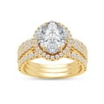 thumbnail image 1 of Round Cut Lab Created Moissanite Diamond Three-iOne Halo Wedding Bands Set Engagement Rings 10K Solid Yellow Gold Eternity Band for Women (3.50CT G-H/VVS1)-5, 1 of 6
