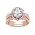 thumbnail image 1 of Round Cut Lab Created Moissanite Diamond Three-iOne Halo Wedding Bands Set Engagement Rings 14K Solid Rose Gold Eternity Band for Women (3.50CT G-H/VVS1)-7, 1 of 6