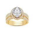 thumbnail image 1 of Round Cut Lab Created Moissanite Diamond Three-iOne Halo Wedding Bands Set Engagement Rings 14K Solid Yellow Gold Eternity Band for Women (3.50CT G-H/VVS1)-5, 1 of 6