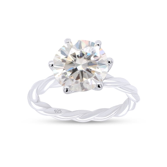 Round Cut Lab Created Moissanite Diamond Twisted Rope Knot Solitaire Engagement Ring In 14K White Gold Plated Sterling Silver(G-H Color,VVS1 Clarity,3.00 Cttw)-4