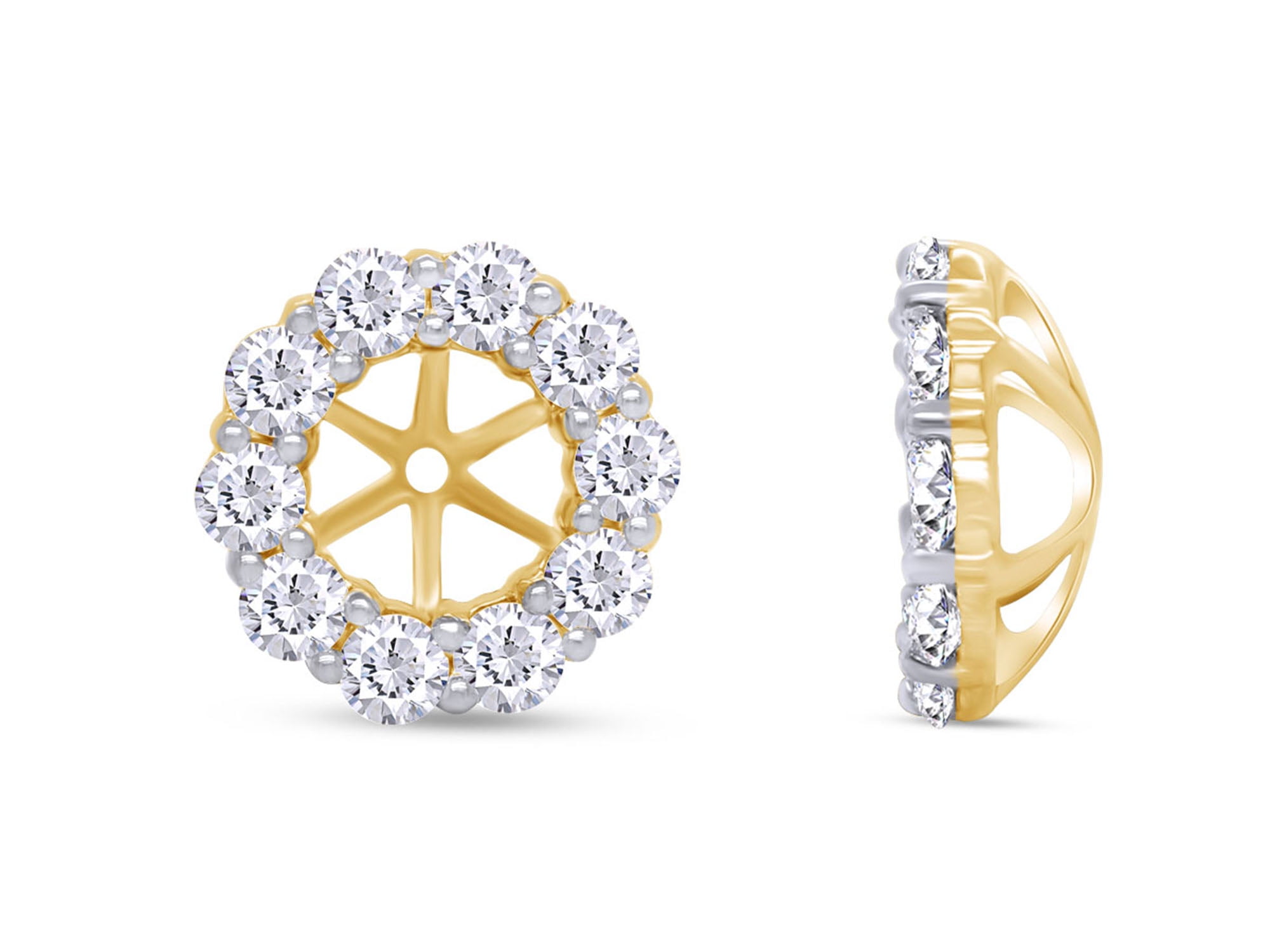 Round Cut Lab Created Moissanite Diamond Women's Earring Jackets For