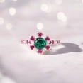 thumbnail image 1 of Round Cut Lab Emerald Solid Gold Ring Ruby Halo Ring Engagement Ring Green Emerald May Birthstone Ring Gemstone Ring For Women Christmas Gift For Her, 1 of 4