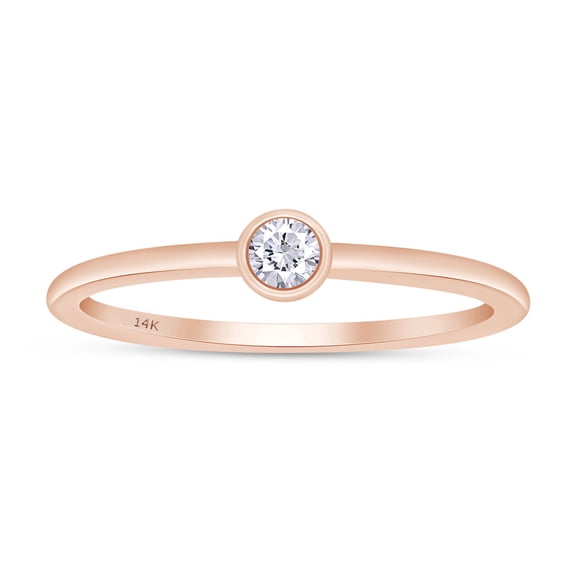 Round Cut Lab Grown Diamond Accent Solitaire Stackable Engagement Ring In 14K Rose Gold With IGI Certificate(0.07 Cttw,SI1-SI2 Clarity,G-H Color)-10