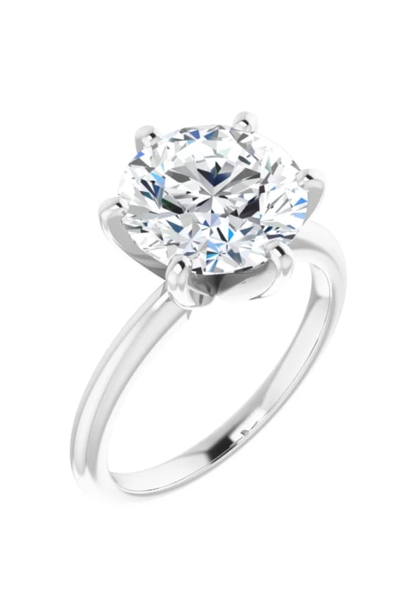 Round Cut Lab Grown Diamond Engagement Ring Solitaire 6-Prong