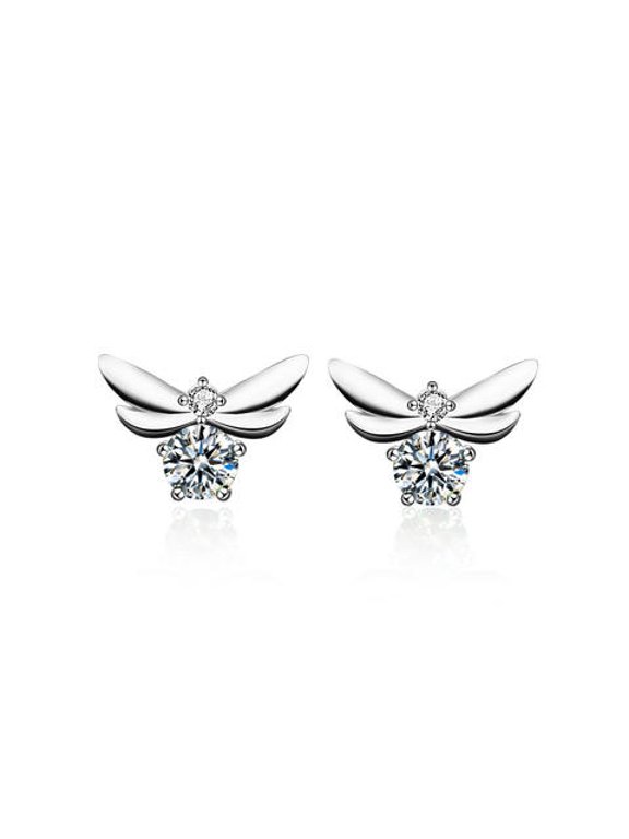 Round Cut Lab Grown Diamond Studs 14k Solid Dainty Bee Earrings Daily Wear Studs Gift For Her