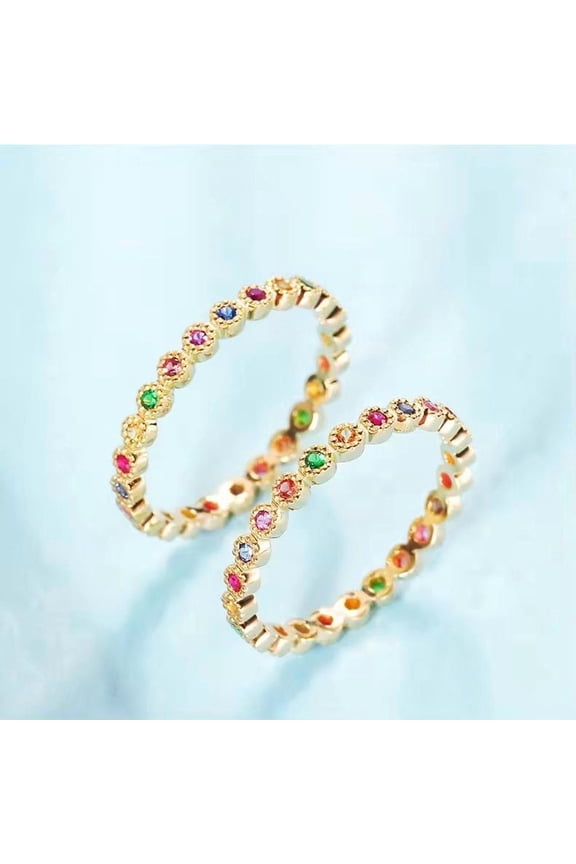 Round Cut Lab created Multi sapphire And bezel Setting Unique Wedding Band Rings in 925 sterling Silver Perfect Bride Gift Fine Jewelry
