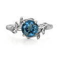thumbnail image 1 of Round Cut London Blue Topaz Leaf Branch Engagement Ring in 925 Sterling Silver - Nature inspried Ring - December Birthstone, 1 of 6