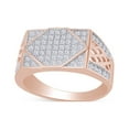 thumbnail image 1 of Round Cut Micro Pave Sparkling White Cubic Zirconia Men's Cluster Engagement Wedding Ring In 14k Rose Gold Over Sterling Silver Ring Size-8, 1 of 1