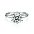 thumbnail image 1 of Round Cut Moissanite Engagement Ring, Knife Edge Band Ring In 925 Sterling Silver 3 Carat Ring, 1 of 3