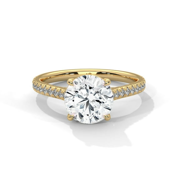Round Cut Moissanite Engagement Ring in 14K Gold Plated