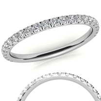 Auory Round Cut Moissanite Half Eternity Engagment Ring in White Gold Plated for Women