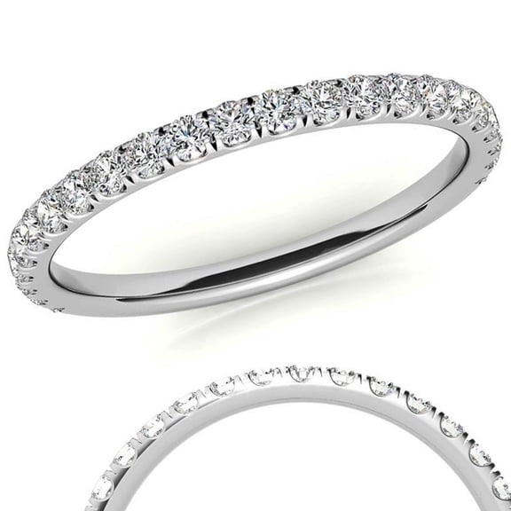 Auory Round Cut Moissanite Half Eternity Engagment Ring in White Gold Plated for Women
