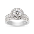thumbnail image 1 of Round Cut Moissanite Lab Created Diamond Halo Engagement Wedding Ring Set 14K White Gold Over Sterling Silver(G-H Color,VVS1 Clarity,1.75 Cttw)-5.5, 1 of 8