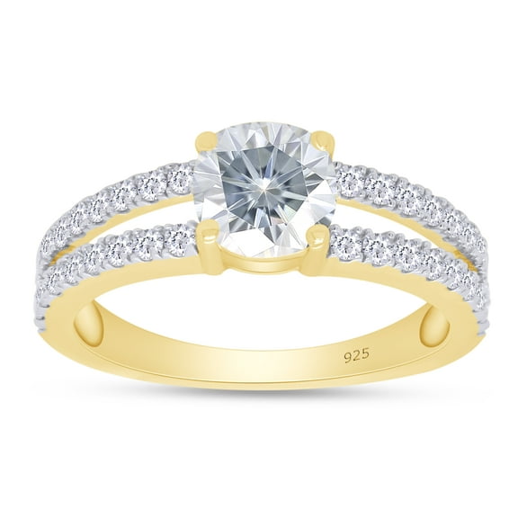 Round Cut Moissanite Lab Created Diamond Split Shank Engagement Wedding Ring for Women 14K Yellow Gold Plated Sterling Silver(G-H Color,VVS1 Clarity,1.50 Cttw)-10