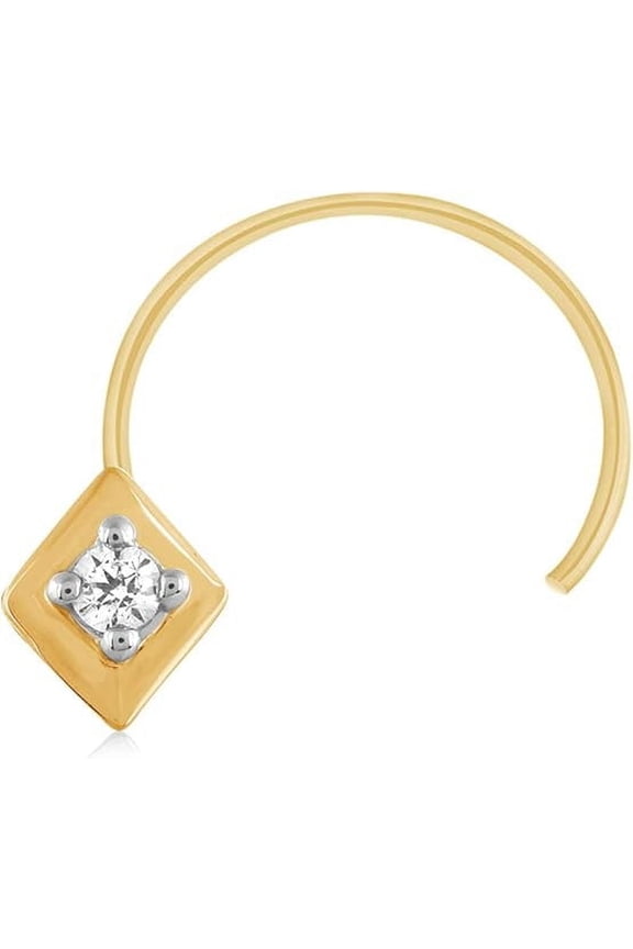 Round Cut Moissanite Nose Pin Stud Ring | 14K Yellow Gold Plated, VVS1-VVS2 Clarity, D Color Jewelry for Women