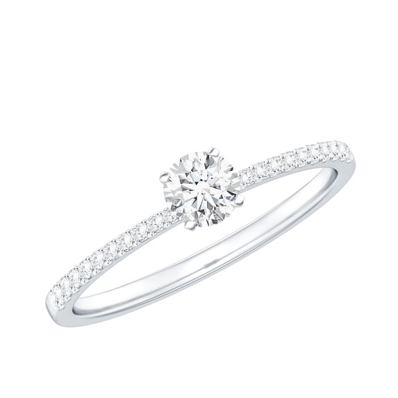 Rosec Jewels Moissanite Promise Ring for Women - 5 mm - Commitment Ring - D-VS1 Quality - Ready to Gift for Valentines Day, 14K White Gold, US 12.00