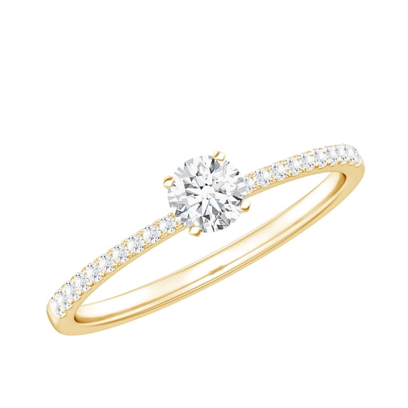 Rosec Jewels Moissanite Promise Ring for Women - 5 mm - Commitment Ring - D-VS1 Quality - Ready to Gift for Valentines Day, 18K Yellow Gold, US 9.50