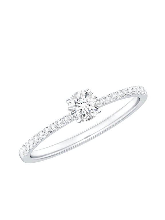 Moissanite Promise Ring for Women - 5 mm - Commitment Ring - D-VS1 Quality - Ready to Gift for Valentines Day, 925 Sterling Silver, US 4.00