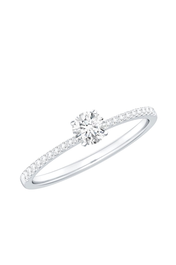 Moissanite Promise Ring for Women - 5 mm - Commitment Ring - D-VS1 Quality - Ready to Gift for Valentines Day, 925 Sterling Silver, US 4.00