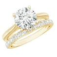 thumbnail image 1 of Rosec Jewels Certified Moissanite Wedding Bridal Ring Set of 2 - D-VS1 Quality 2 Ct Engagement Ring with Band - with Jewelry Box, 18K Yellow Gold, US 12.00, 1 of 9