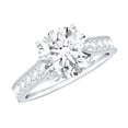 thumbnail image 1 of Rosec Jewels Round Cut Moissanite Solitaire Ring with Side Stones - 8 mm Round - 2 Ct - D-VS1 Grade, 925 Sterling Silver, US 4.00, 1 of 9