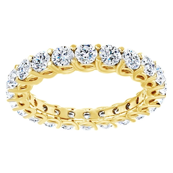 AFFY Round Cut Natural Diamond Eternity Band Ring In 14K Solid Yellow Gold (2.5 Ct) By