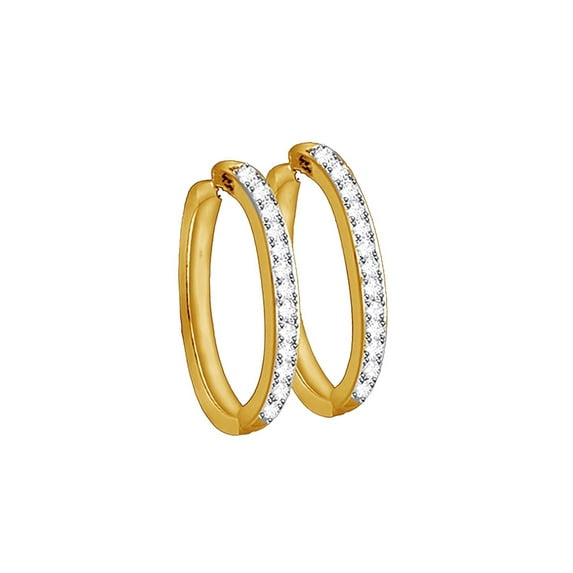 AFFY Round Cut Natural Diamond Huggies Hoop Earrings In 10K Solid Yellow Gold (1/4 Ct)