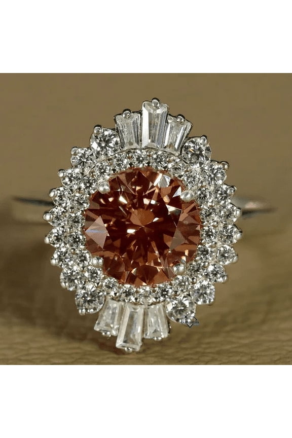 Round Cut Natural Smoky Brown Quartz Ring - 925 Sterling Silver - Birhday gift For her