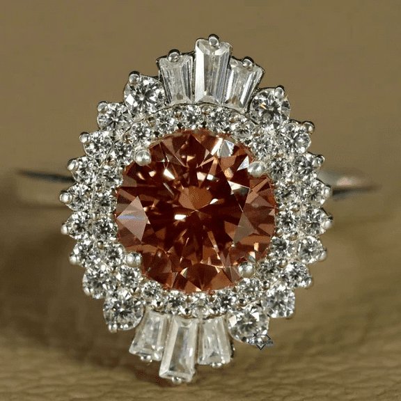 Round Cut Natural Smoky Brown Quartz Ring - 925 Sterling Silver - Birhday gift For her