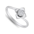 thumbnail image 1 of AFFY Round Cut Natural White Diamond Accent Flower Petal Promise Ring For Women In 14K White Gold Plated 925 Sterling Silver (0.05 Cttw, I2-I3 Clarity), Ring Size -8.5, 1 of 5