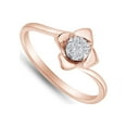 thumbnail image 1 of AFFY Round Cut Natural White Diamond Accent Flower Petal Promise Ring For Women In 14K Rose Gold Plated 925 Sterling Silver (0.05 Cttw, I2-I3 Clarity), Ring Size -6, 1 of 5