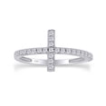 thumbnail image 1 of Round Cut Natural White Diamond Cross Band Ring For Women's In 10K Solid White Gold (Color: I-J, Clarity: I2-I3, 0.02 Cttw) -5.5, 1 of 6
