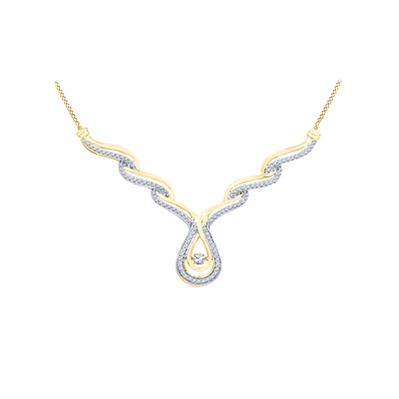 AFFY Round Cut Natural White Diamond Fashion Necklace in 14k Yellow Gold Over Sterling Silver (0.75 cttw)